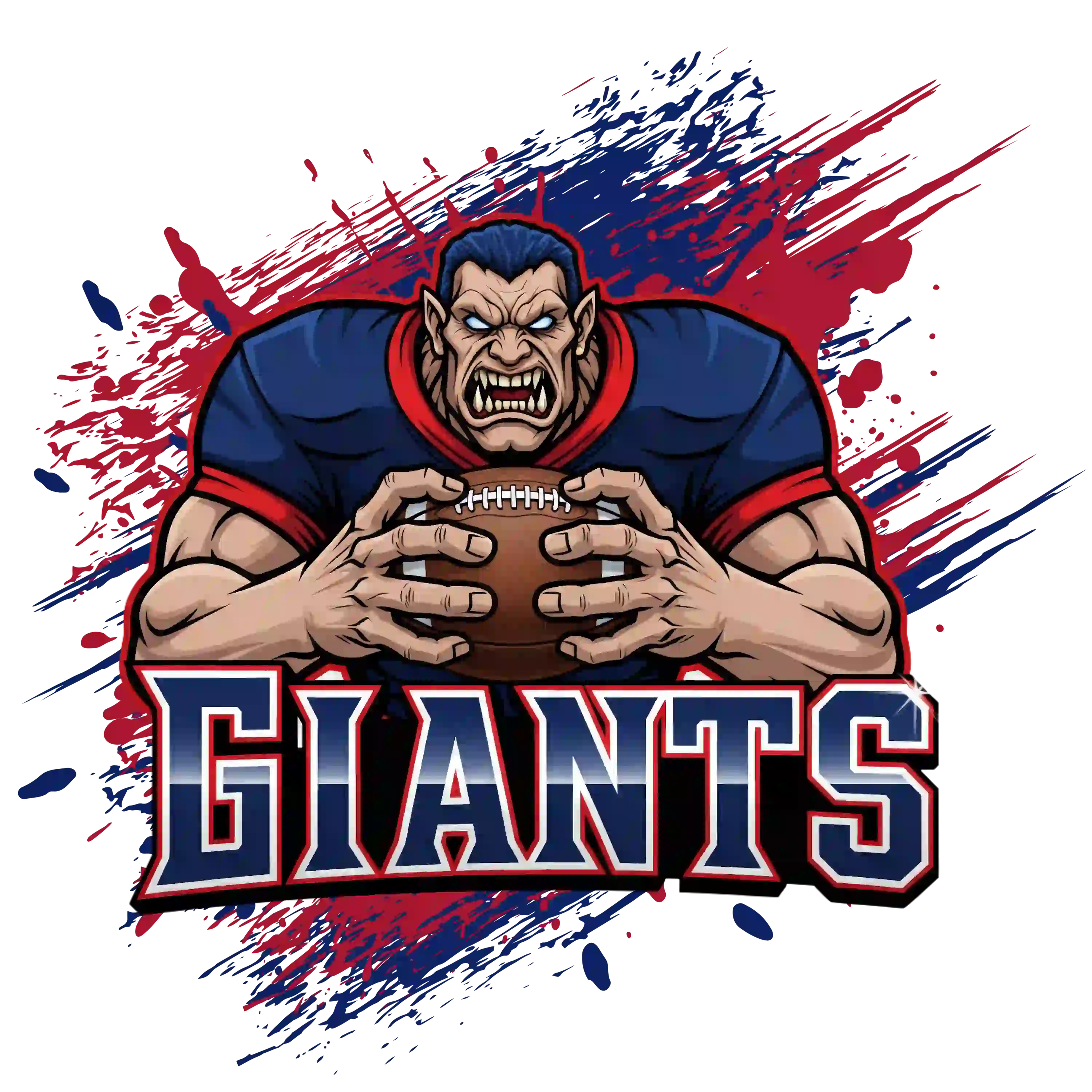 Fierce giant football mascot with bold 'GIANTS' text – New York Giants team t-shirt design